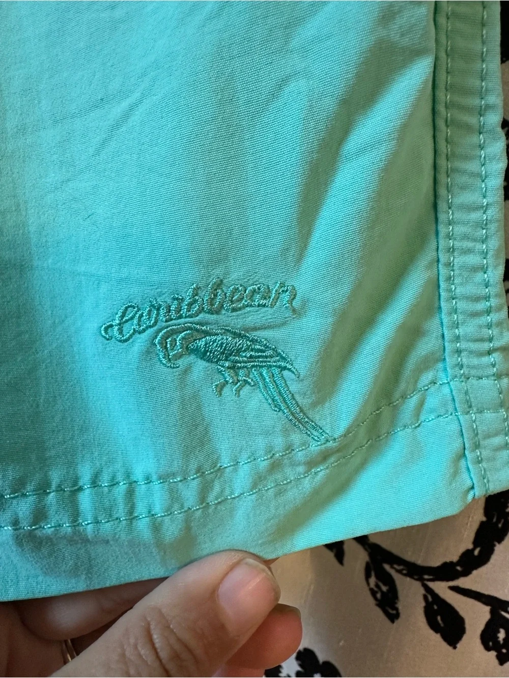 Mens Caribbean Swimwear Teal Blue Size Medium Shorts with Pockets